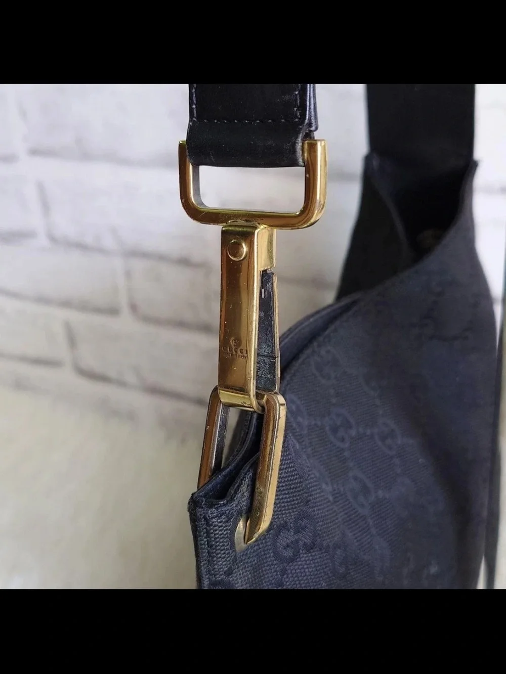 Gucci Black Signature Canvas Shoulder Bag